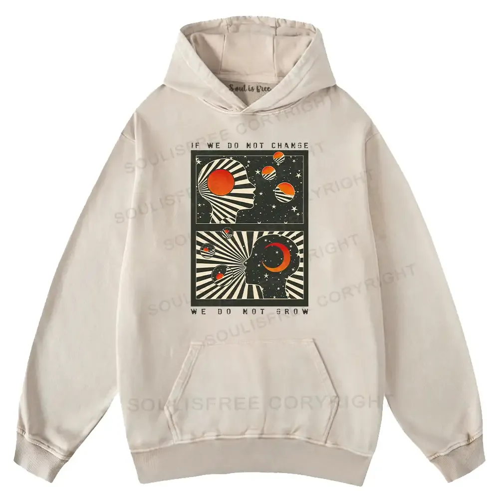 Designed Self Growth Washed Space T-shirt Washed Hoodie