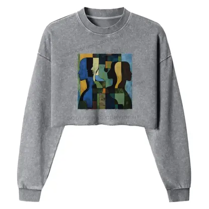 Great Thinker Washed Cropped Sweatshirt
