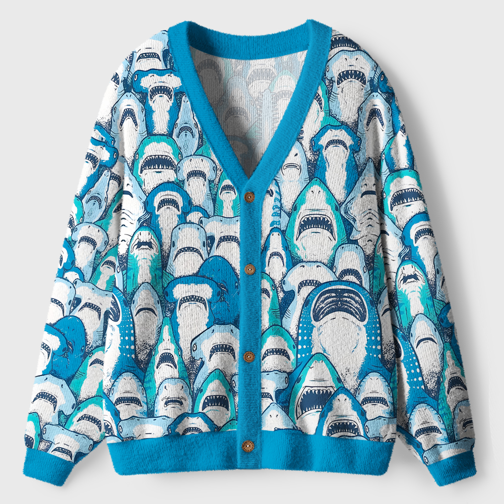 Shark Party Ugly Cardigan Sweaters 