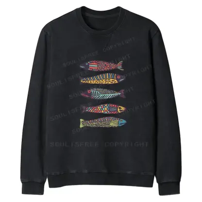 Colourful Schools Of Fish Fit Washed Sweatshirt