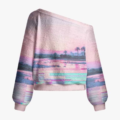Soulisfree Where Time Slows Down Fuzzy Off-Shoulder Sweater
