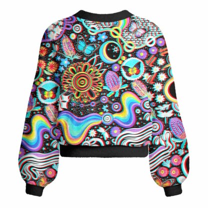 Soulisfree Glitch Cosmic Dream Women's Fuzzy Cardigan Sweater