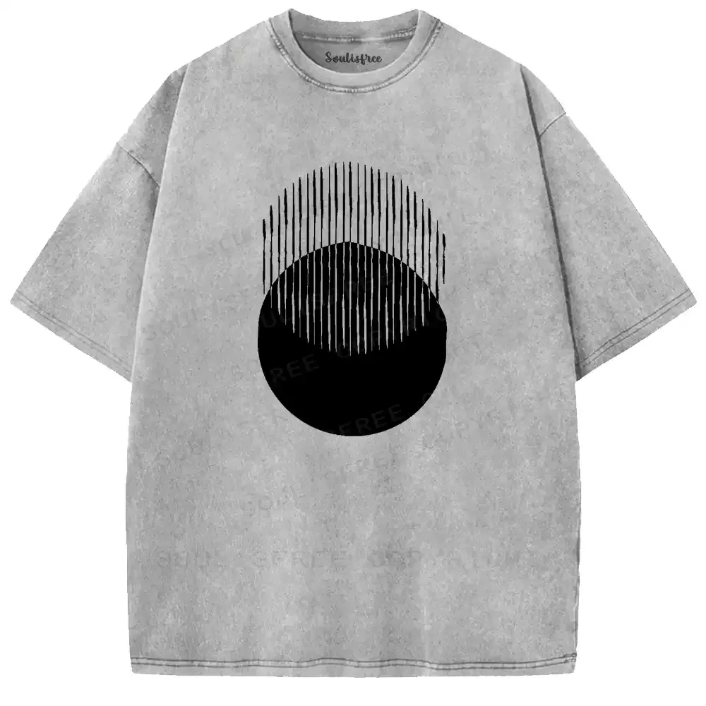 Abstraction: Striped Circle Fusion Washed T-shirt