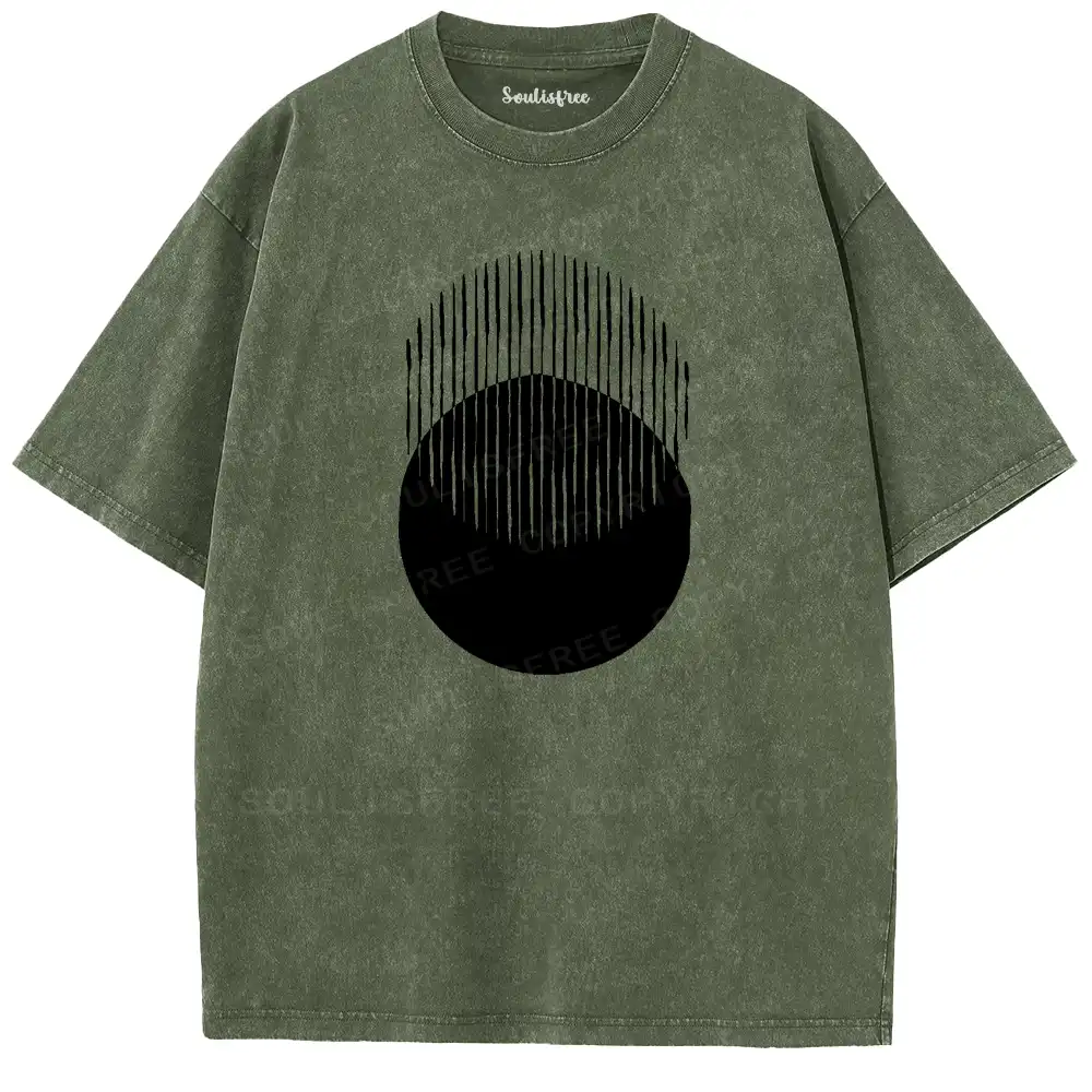 Abstraction: Striped Circle Fusion Washed T-shirt