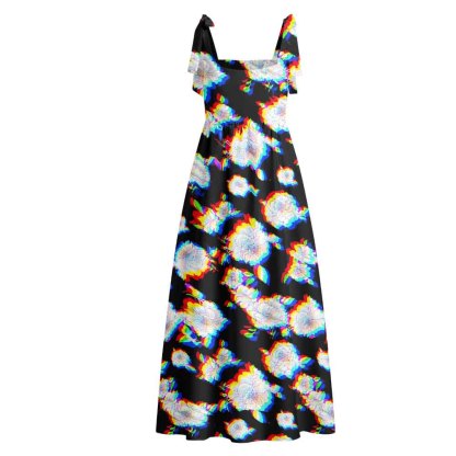 Soulisfree Digital Bloom Maxi Dress – Bow Strap