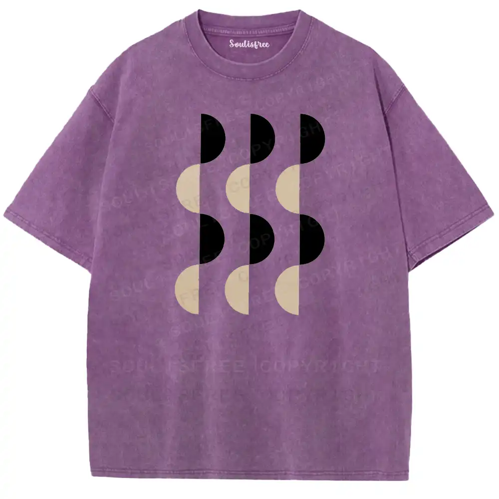 Circular Pattern Repeat Washed T-shirt