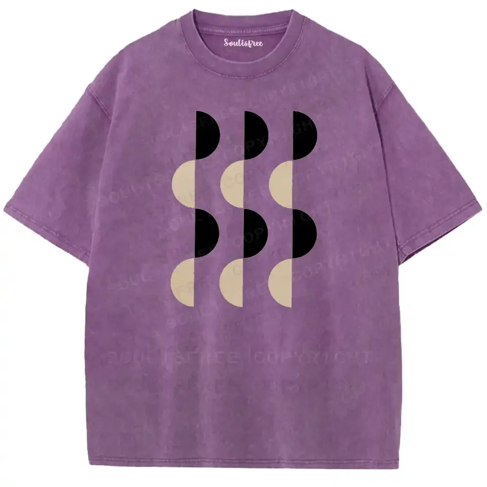 Circular Pattern Repeat Washed T-shirt
