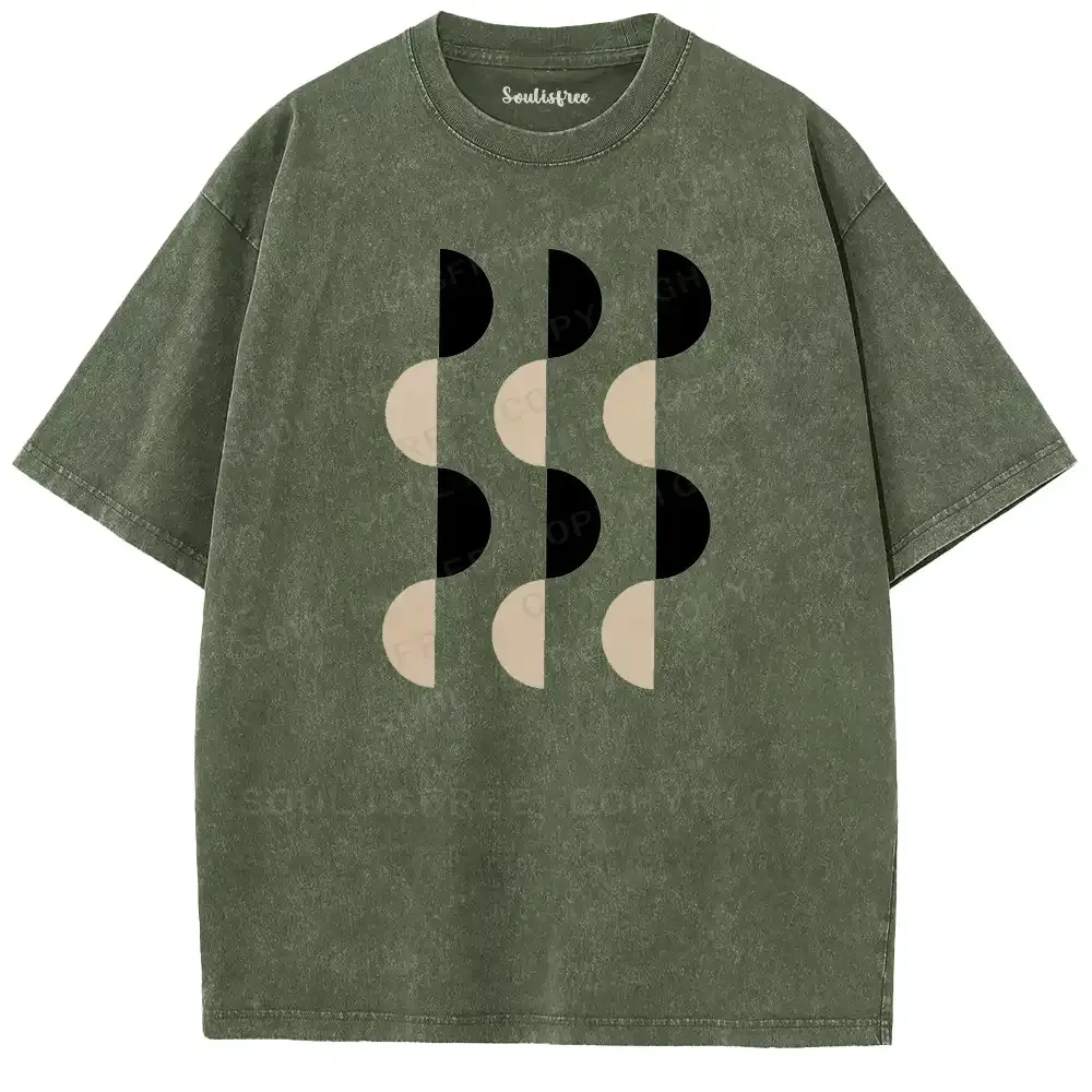 Circular Pattern Repeat Washed T-shirt