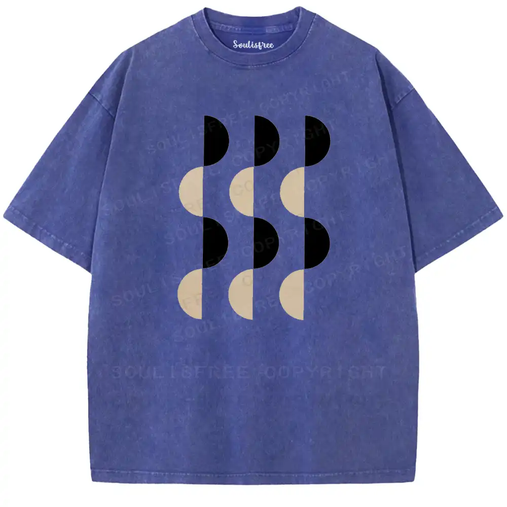 Circular Pattern Repeat Washed T-shirt