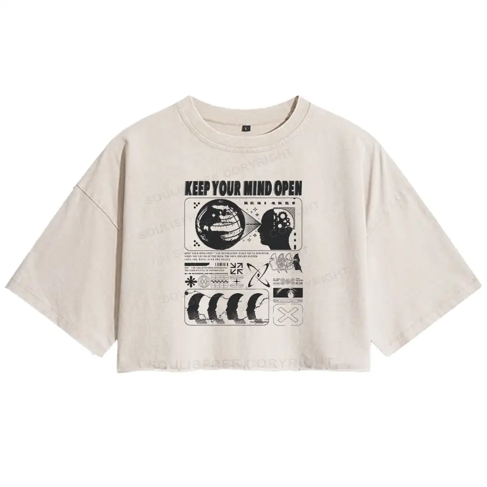 Keep Your Mind Open Washed Crop T-shirt