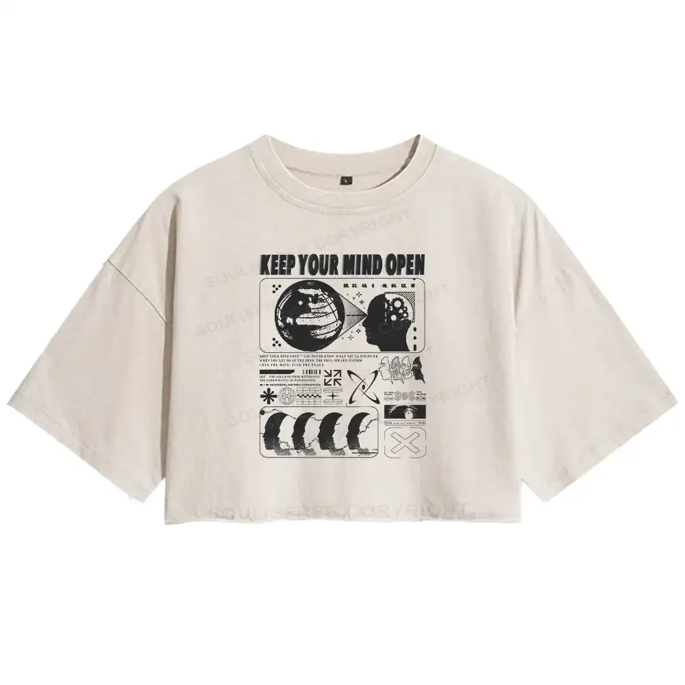 Keep Your Mind Open Washed Crop T-shirt