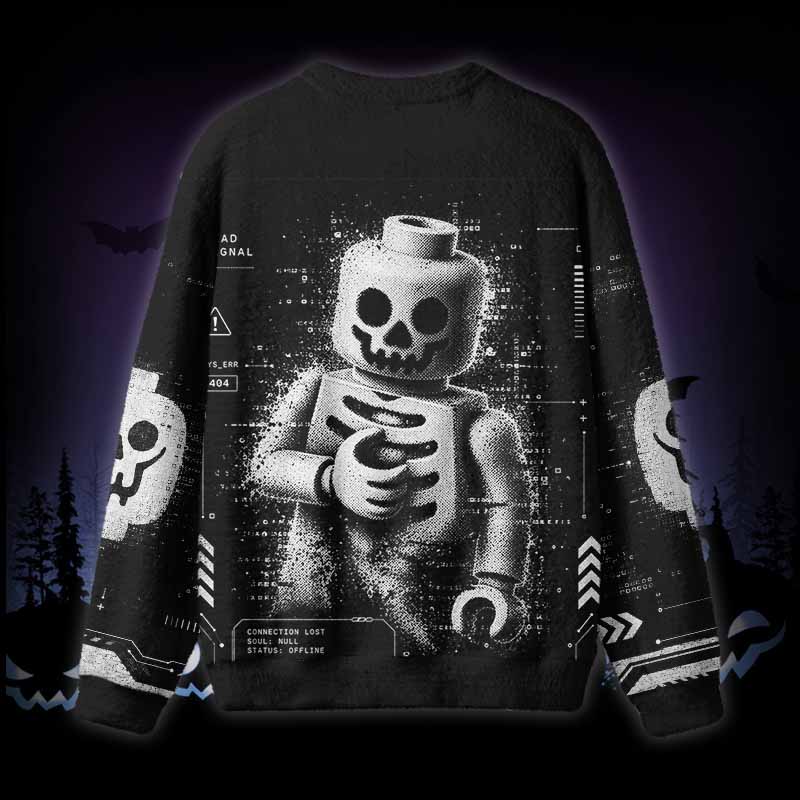 Soulisfree Dead Signal Skeleton Fuzzy Crewneck Sweater