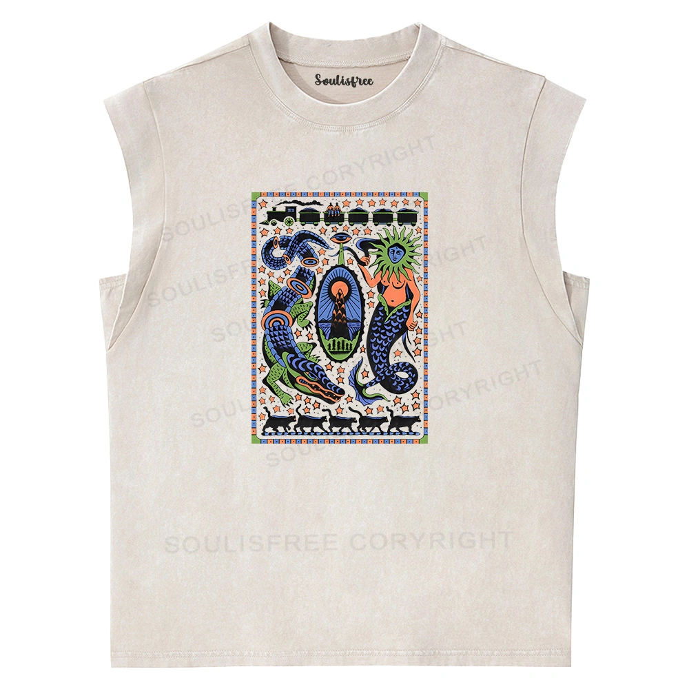 Mysterious Place Washed Tank Tops