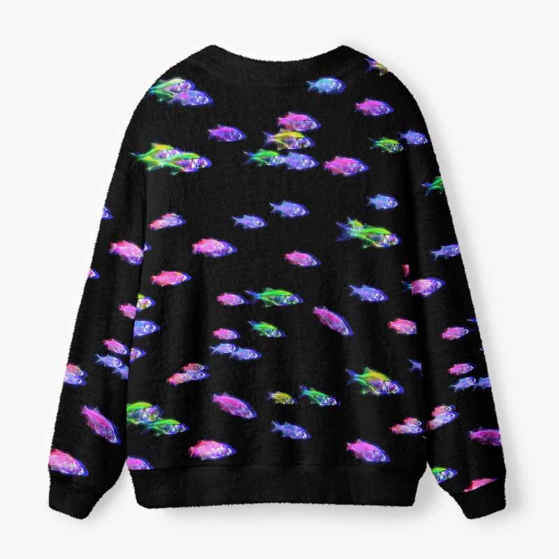 Soulisfree The Ocean Beyond Reality Fuzzy Cardigan Sweater