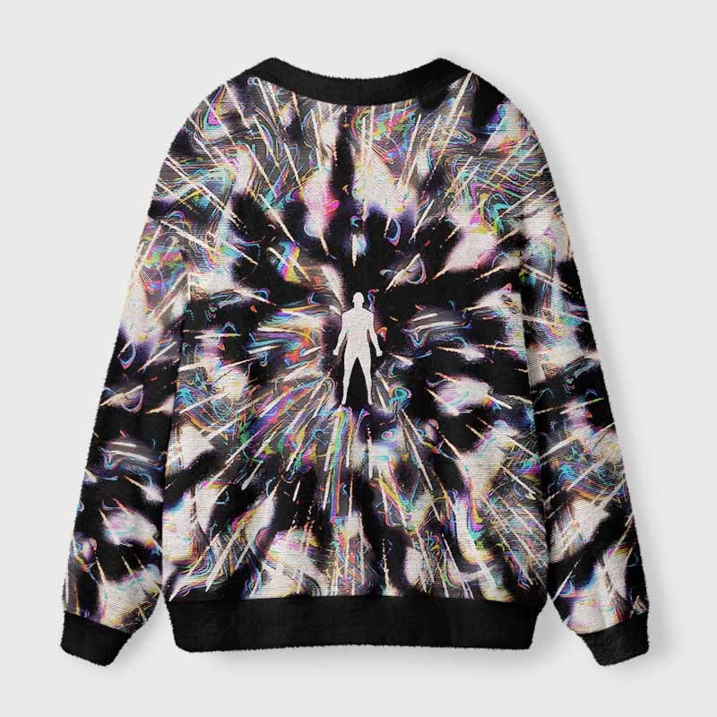 Soulisfree Ethereal Trippy Energy Fuzzy Cardigan Sweater 