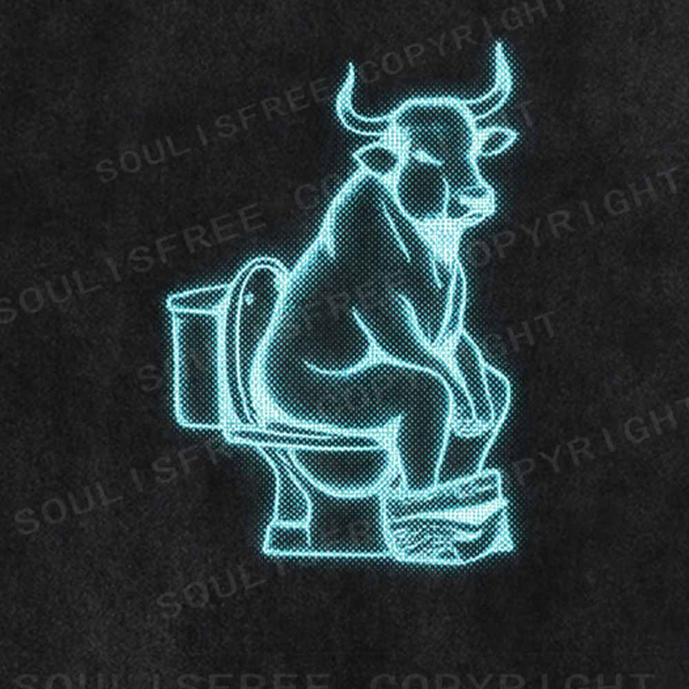 Soulisfree Bull on Toilet  Washed Tee