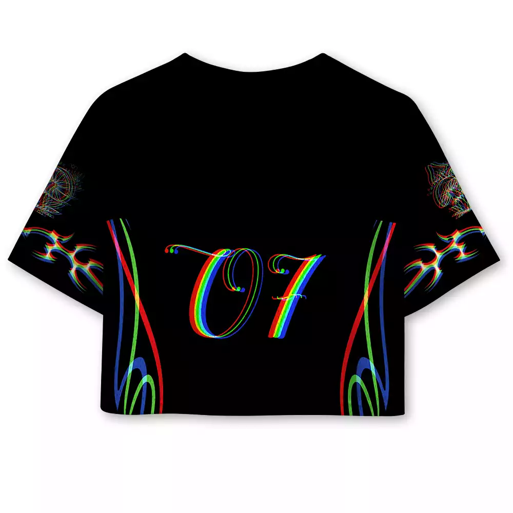 Soulisfree Cosmic Mushroom Glow Cropped Mesh Jersey