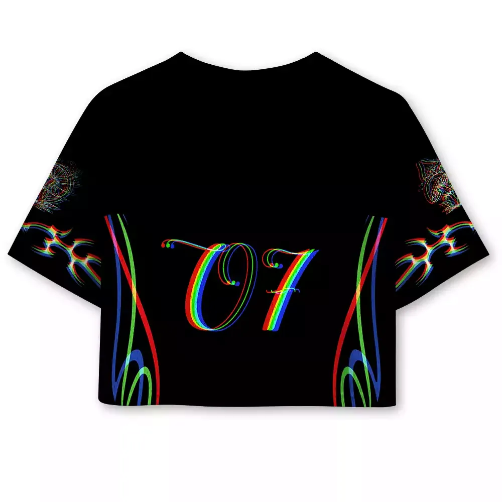 Soulisfree Cosmic Mushroom Glow Cropped Mesh Jersey