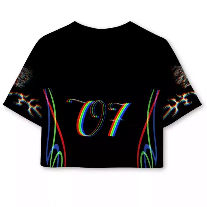 Soulisfree Cosmic Mushroom Glow Cropped Mesh Jersey