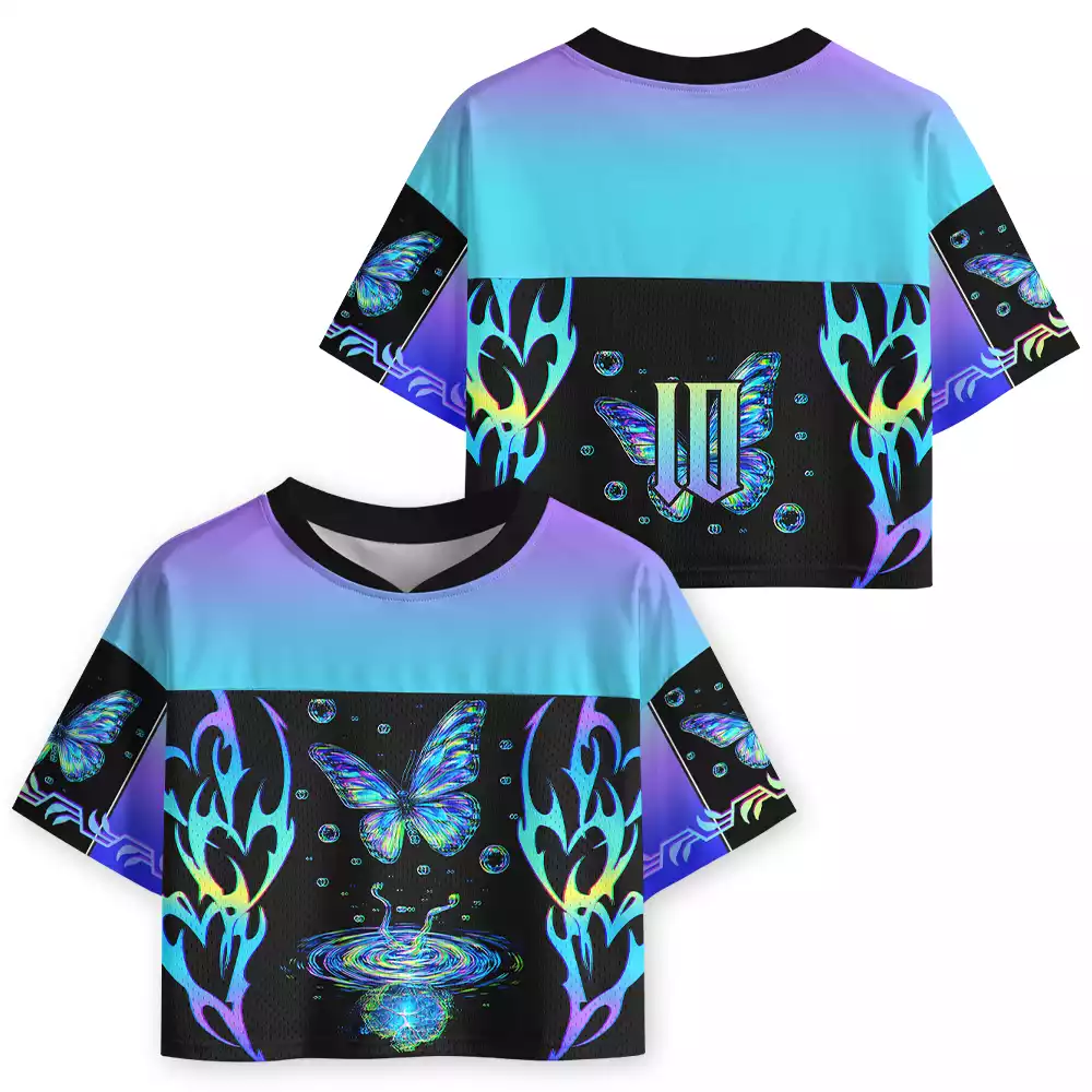 Soulisfree Butterfly Ripple Iridescent Dream Cropped Mesh Jersey