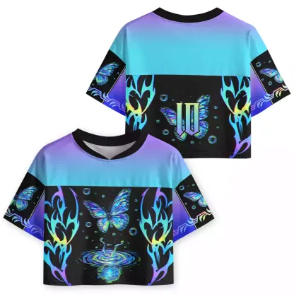 Soulisfree Butterfly Ripple Iridescent Dream Cropped Mesh Jersey