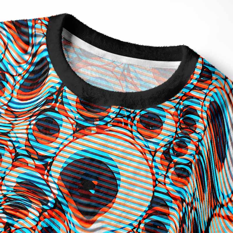 Soulisfree Trippy Optical Vortex Fuzzy Crewneck Sweater