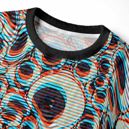 Soulisfree Trippy Optical Vortex Fuzzy Crewneck Sweater
