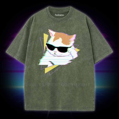 Soulisfree Funny cat meme Washed Tee