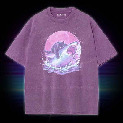 Soulisfree Fat Cat Vs Shark Washed Tee
