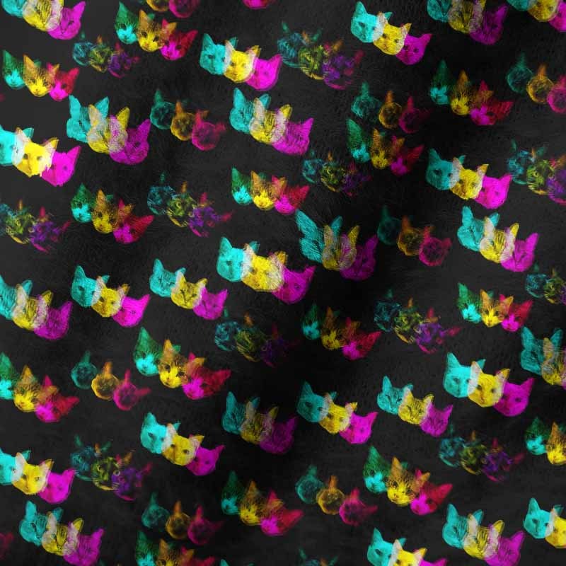 Soulisfree Glitch Art Neon Cat  Fuzzy Beanie