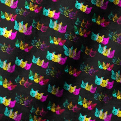 Soulisfree Glitch Art Neon Cat  Fuzzy Beanie
