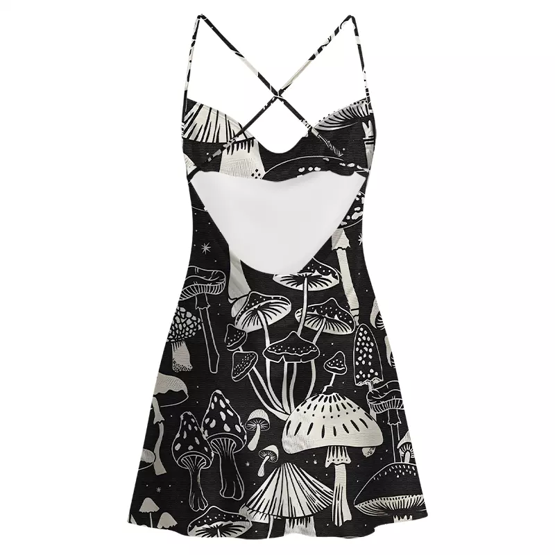 Soulisfree Mystic Mushroom Forest Satin Mini Dress