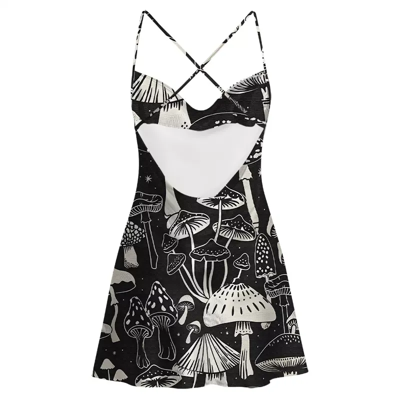 Soulisfree Mystic Mushroom Forest Satin Mini Dress