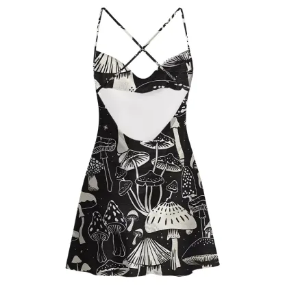 Soulisfree Mystic Mushroom Forest Satin Mini Dress