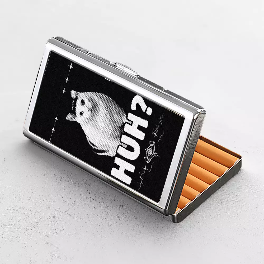 Soulisfree Huh Cat Meme Metal Pocket Case