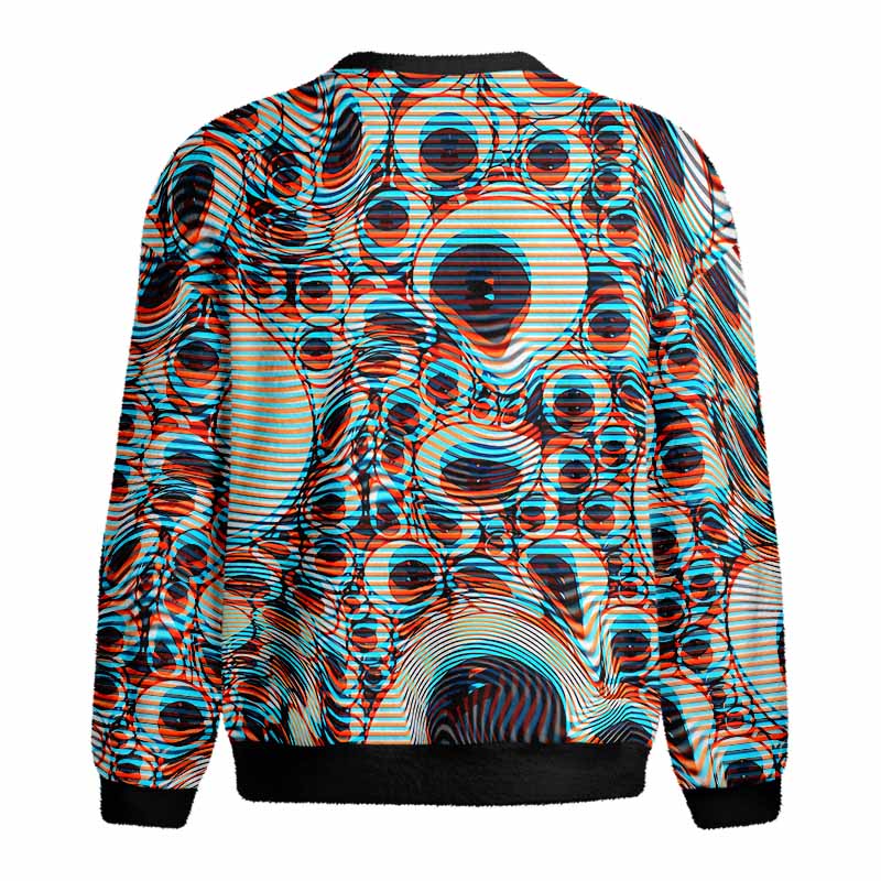 Soulisfree Trippy Optical Vortex Fuzzy Crewneck Sweater
