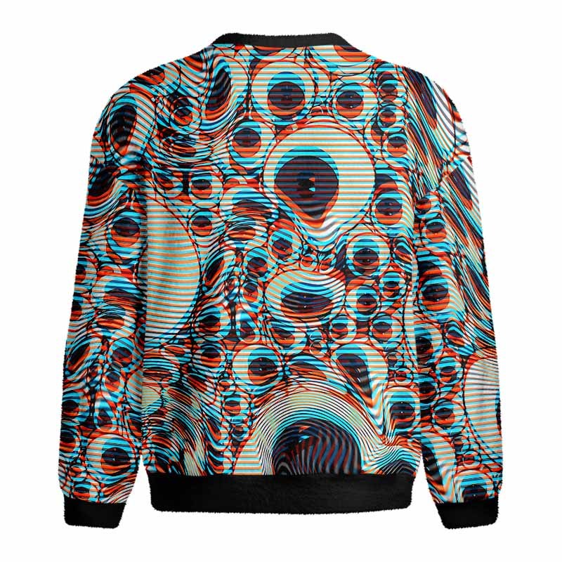 Soulisfree Trippy Optical Vortex Fuzzy Crewneck Sweater