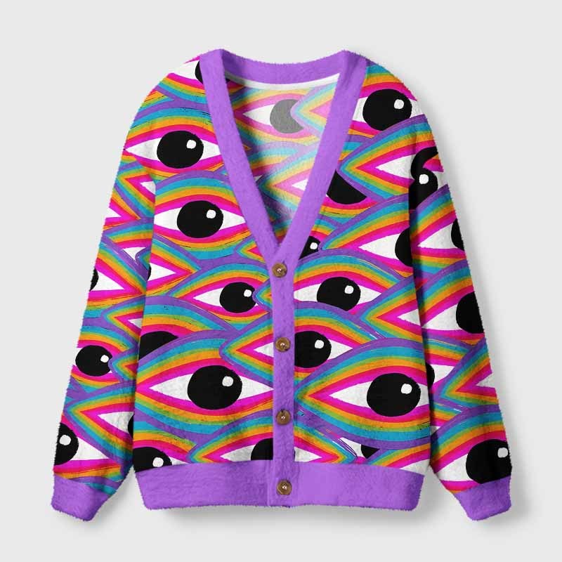 Soulisfree Ocular Wave Fuzzy Cardigan Sweater