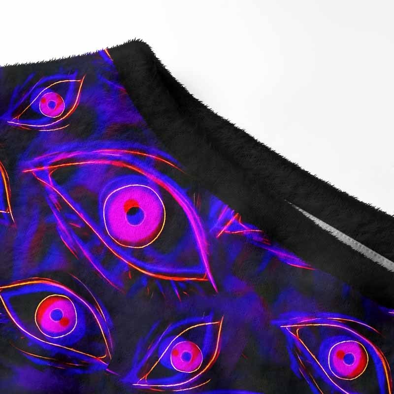 Soulisfree Neon Eyes of the Universe Fuzzy Crewneck Sweater