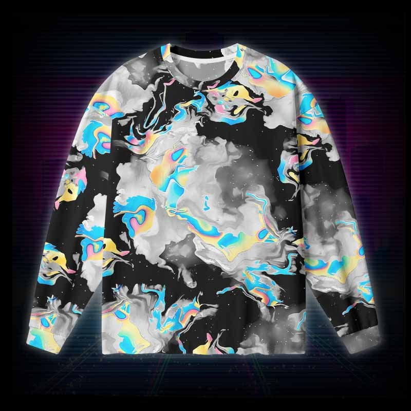 Soulisfree Cyber Iridescent Fluid Long Sleeve Cotton Tee