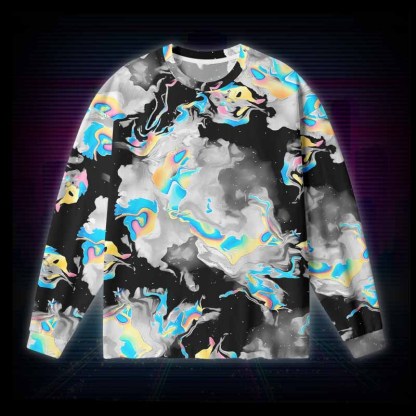 Soulisfree Cyber Iridescent Fluid Long Sleeve Cotton Tee