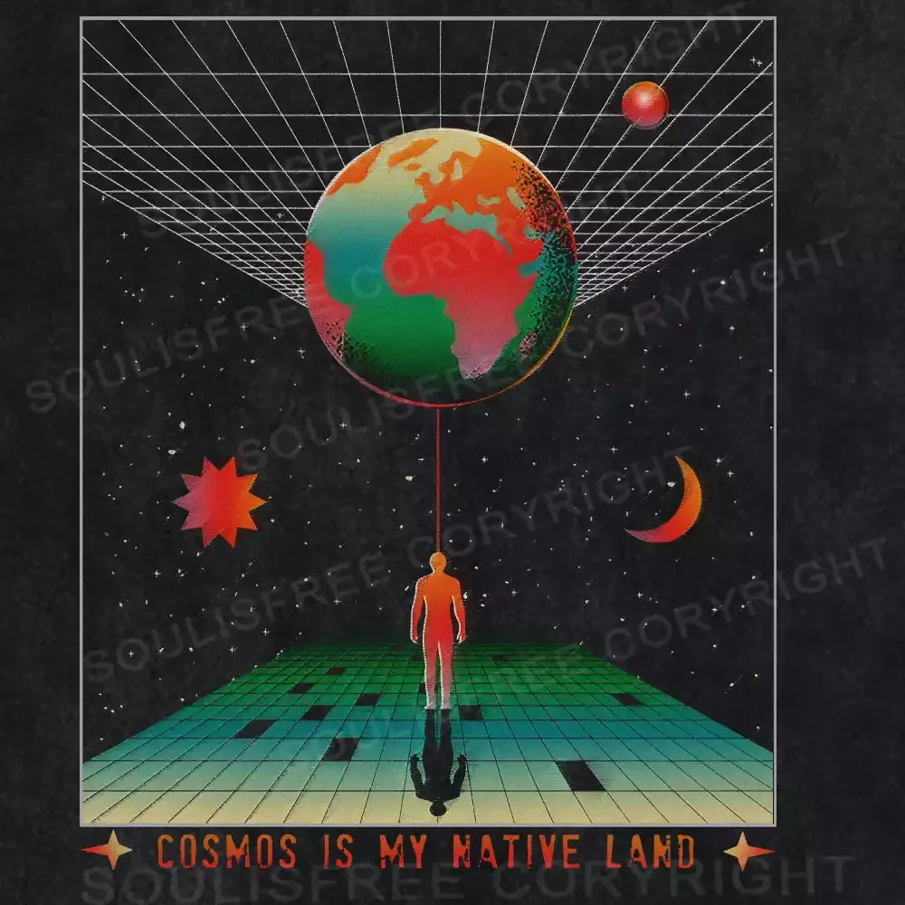 COSMOS IS MY NATIVE LAND Washed Space T-shirt