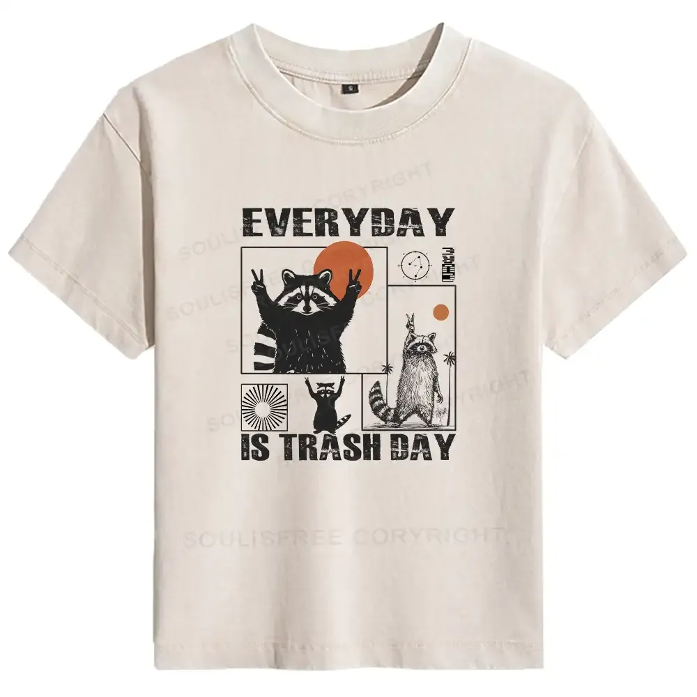 Designed Everyday Is Trash Day Basic Washed T-shirt