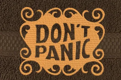 DON'T PANIC Embroidered Hand Towel