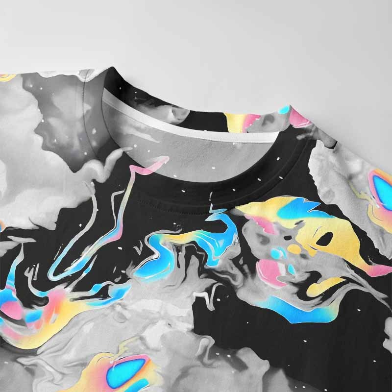 Soulisfree Cyber Iridescent Fluid Long Sleeve Cotton Tee