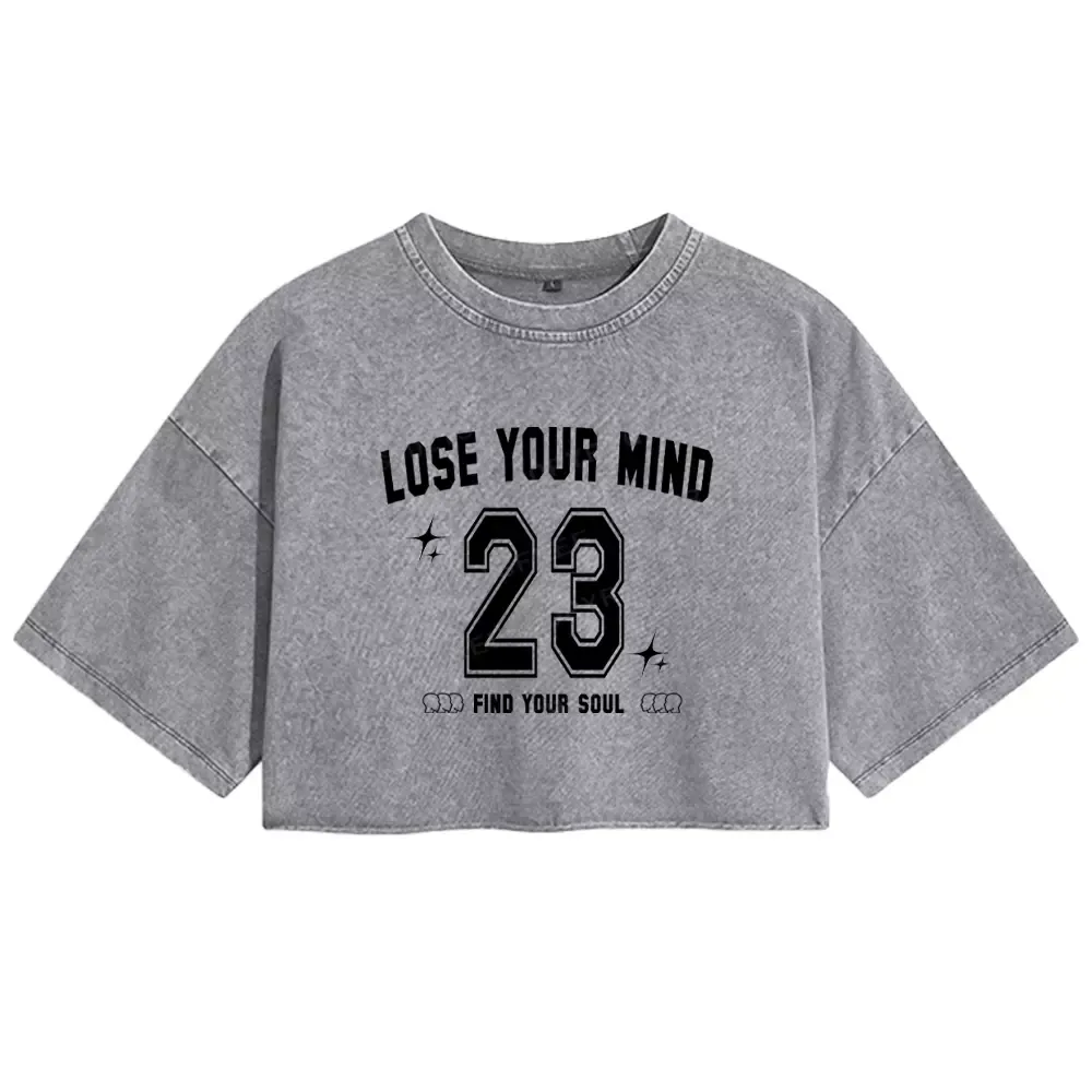 Personalized Lose Mind Washed Crop T-shirt