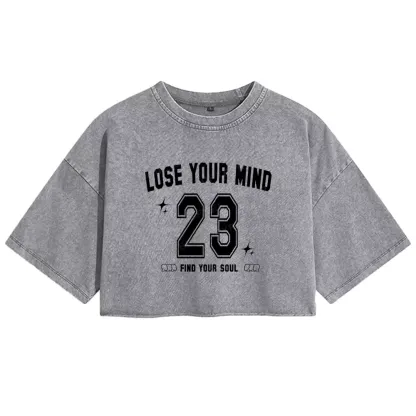 Personalized Lose Mind Washed Crop T-shirt