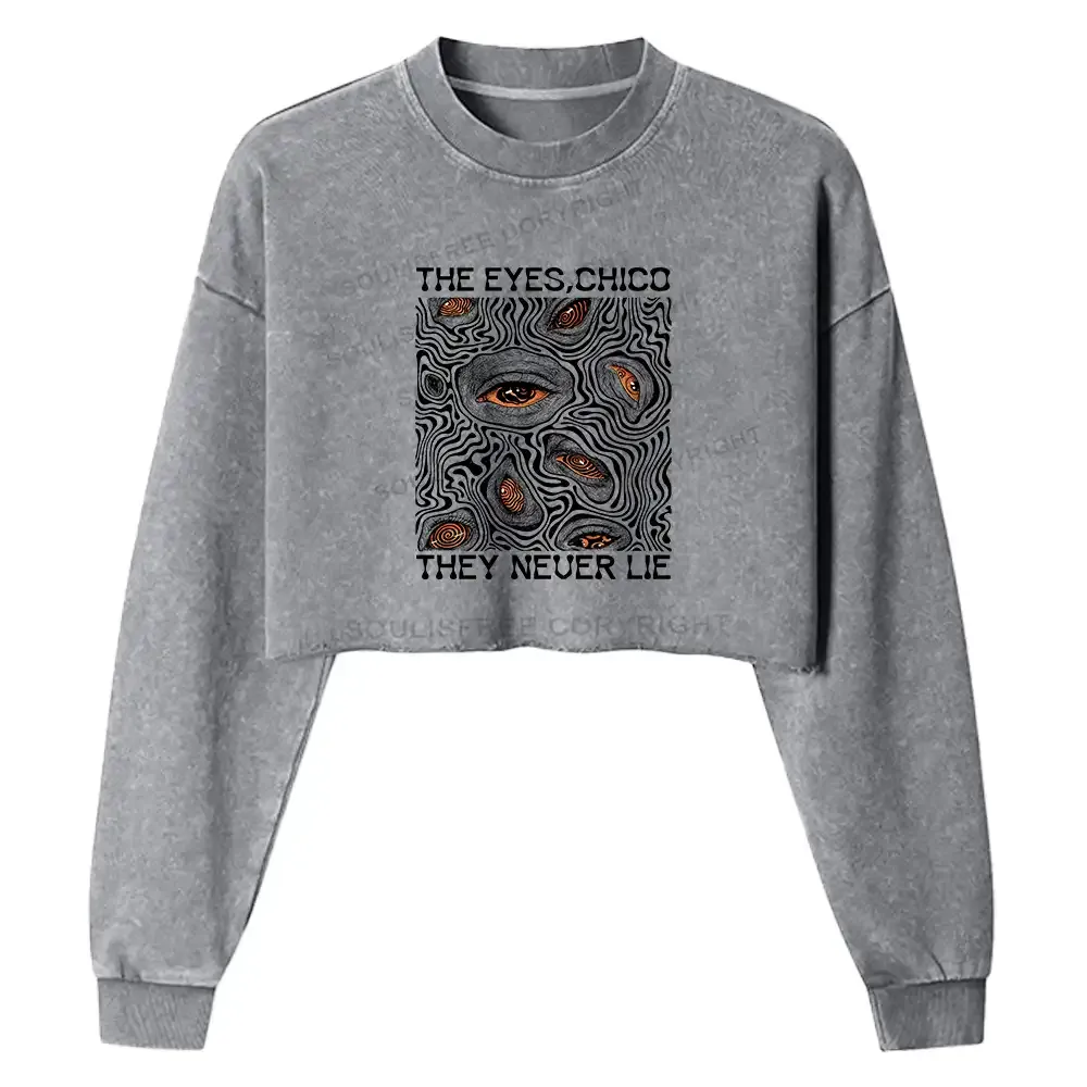Designed Eyes don't lie Washed T-shirt Washed Cropped Sweatshirt
