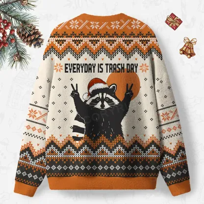 Everyday Is Trash Day Ugly Christmas Knit Sweatshirt