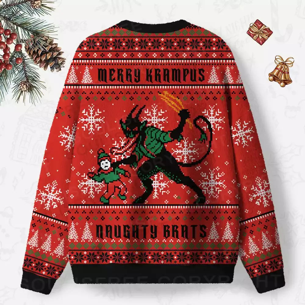 Merry Krampus, maughty brats Ugly Christmas Knit Sweatshirt